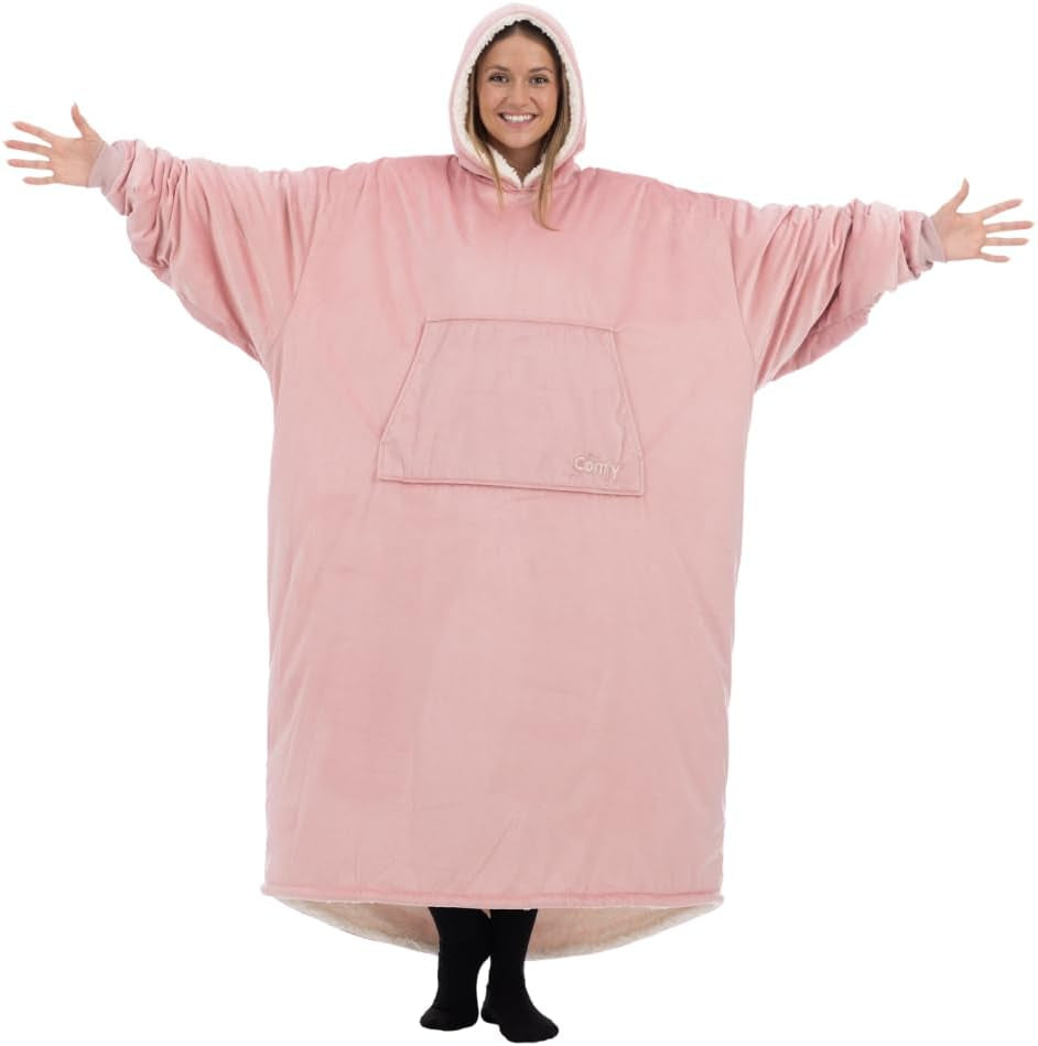 Original | Sherpa Lined Microfiber Fleece Wearable Blanket, Oversized Design with Hood and Pocket from Shark Tank