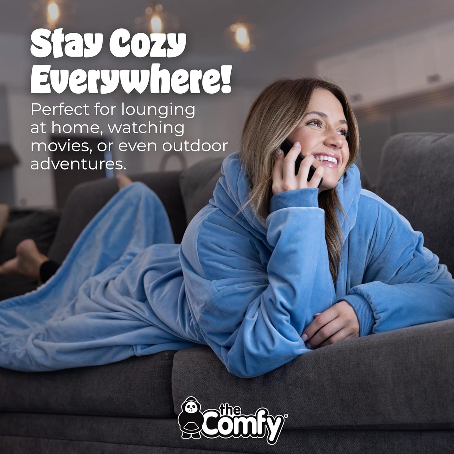 Original | Sherpa Lined Microfiber Fleece Wearable Blanket, Oversized Design with Hood and Pocket from Shark Tank