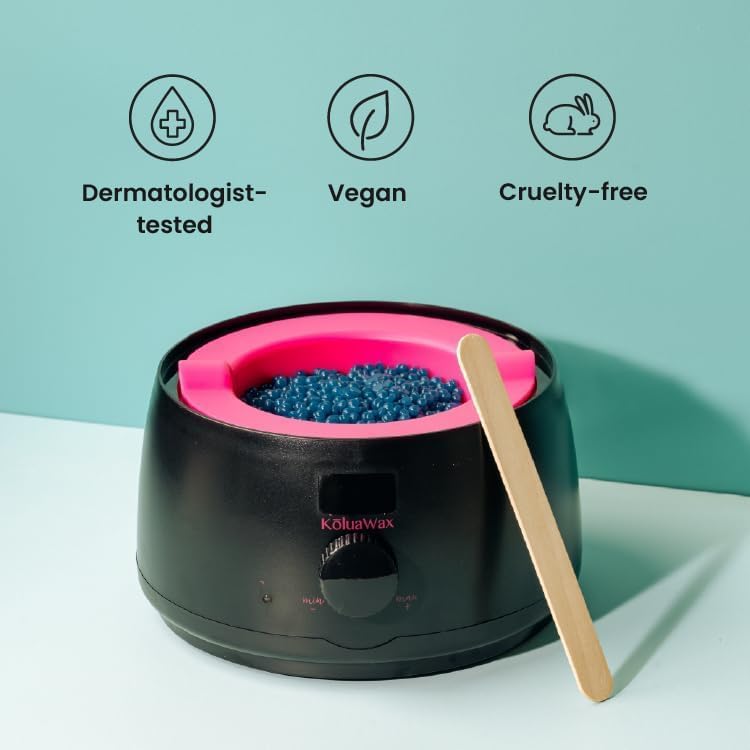 Premium Waxing Kit for Women - Hot Melt Wax Warmer for Hair Removal, Eyebrow, Bikini, Legs, Face, Brazilian Wax & More - Machine + 4-Pack Hard Wax Beads + Accessories, Black
