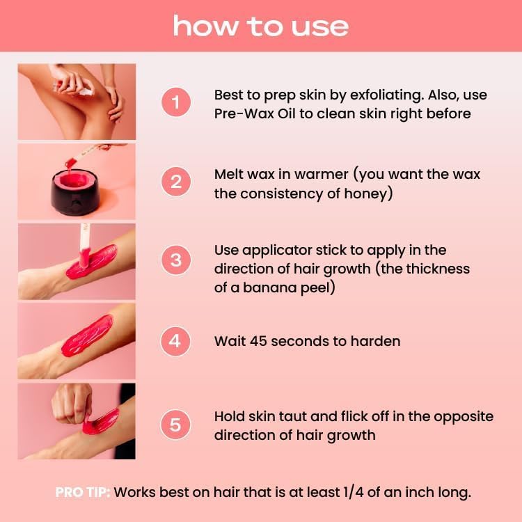 Premium Waxing Kit for Women - Hot Melt Wax Warmer for Hair Removal, Eyebrow, Bikini, Legs, Face, Brazilian Wax & More - Machine + 4-Pack Hard Wax Beads + Accessories, Black