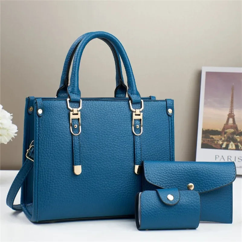 Designer 3 Piece Set Women‘S Handbags 2024 New High Quality Top Layer Leather Shoulder Bag for Women Shopping Tote Bags