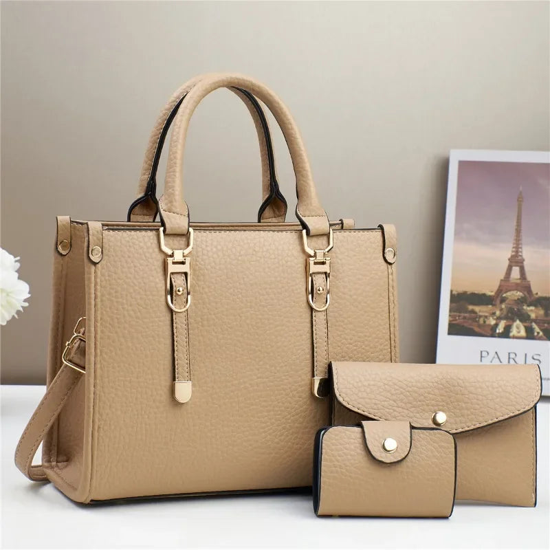 Designer 3 Piece Set Women‘S Handbags 2024 New High Quality Top Layer Leather Shoulder Bag for Women Shopping Tote Bags