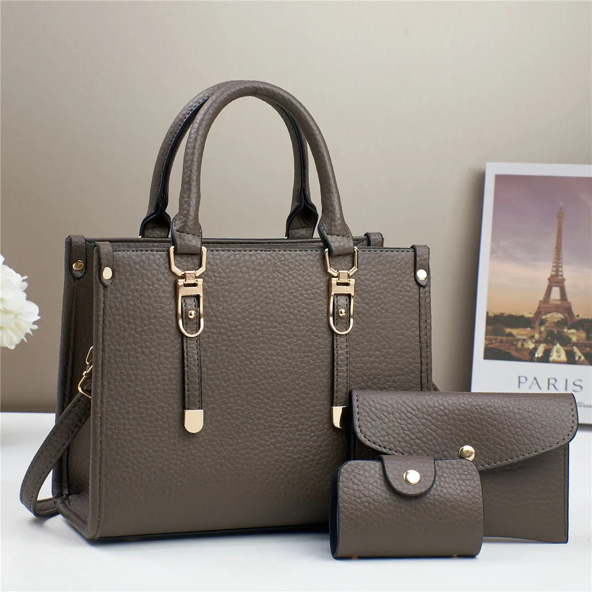 Designer 3 Piece Set Women‘S Handbags 2024 New High Quality Top Layer Leather Shoulder Bag for Women Shopping Tote Bags