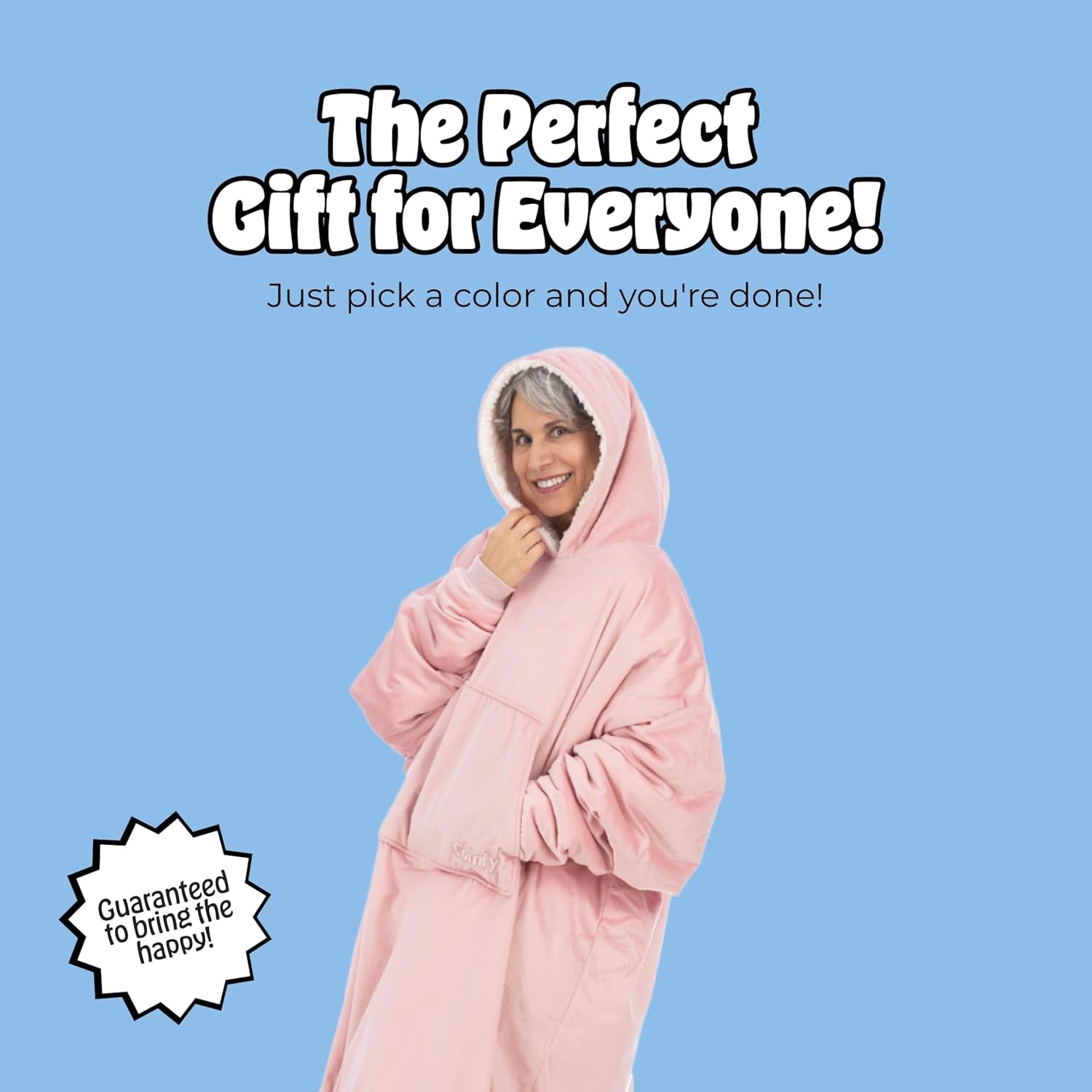 Original | Sherpa Lined Microfiber Fleece Wearable Blanket, Oversized Design with Hood and Pocket from Shark Tank