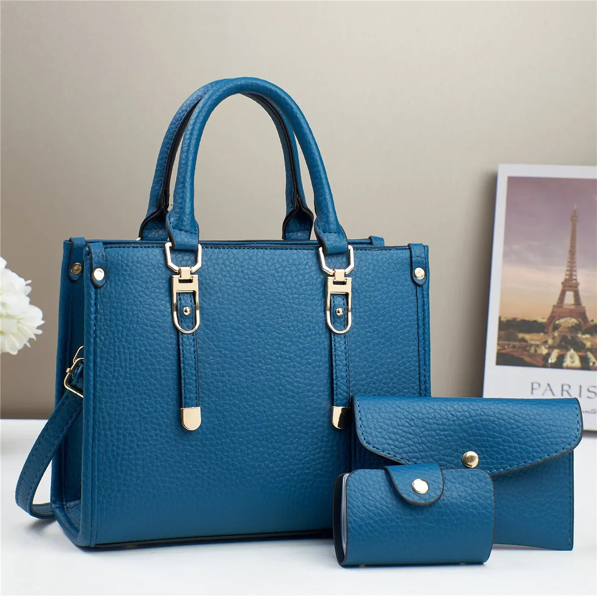 Designer 3 Piece Set Women‘S Handbags 2024 New High Quality Top Layer Leather Shoulder Bag for Women Shopping Tote Bags