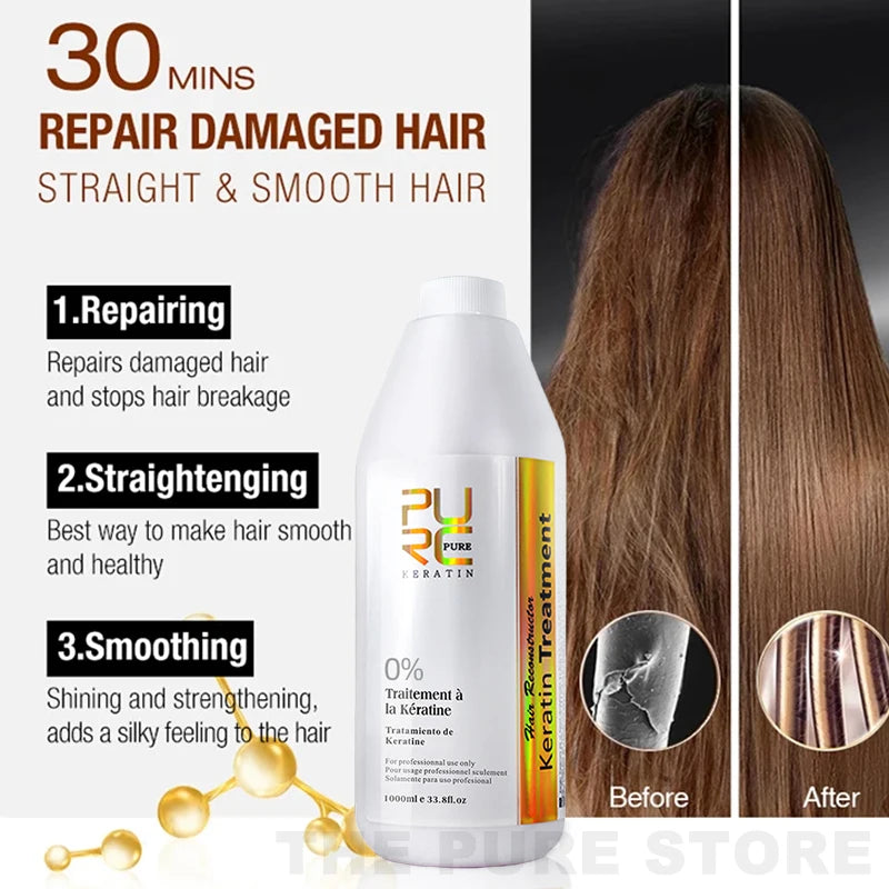 1000Ml Keratin Hair Straightening Smoothing Treatment for Curly Frizzy Hair Care Brazilian Keratin Products Professional