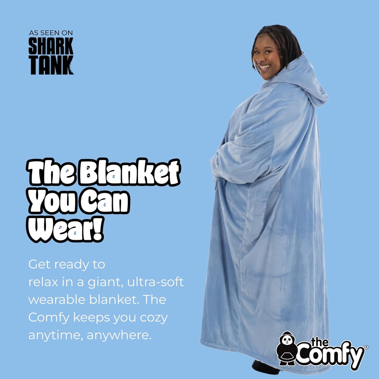 Original | Sherpa Lined Microfiber Fleece Wearable Blanket, Oversized Design with Hood and Pocket from Shark Tank