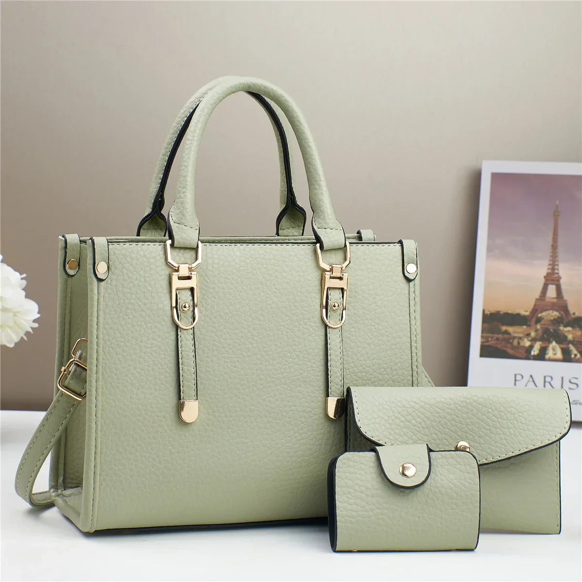 Designer 3 Piece Set Women‘S Handbags 2024 New High Quality Top Layer Leather Shoulder Bag for Women Shopping Tote Bags