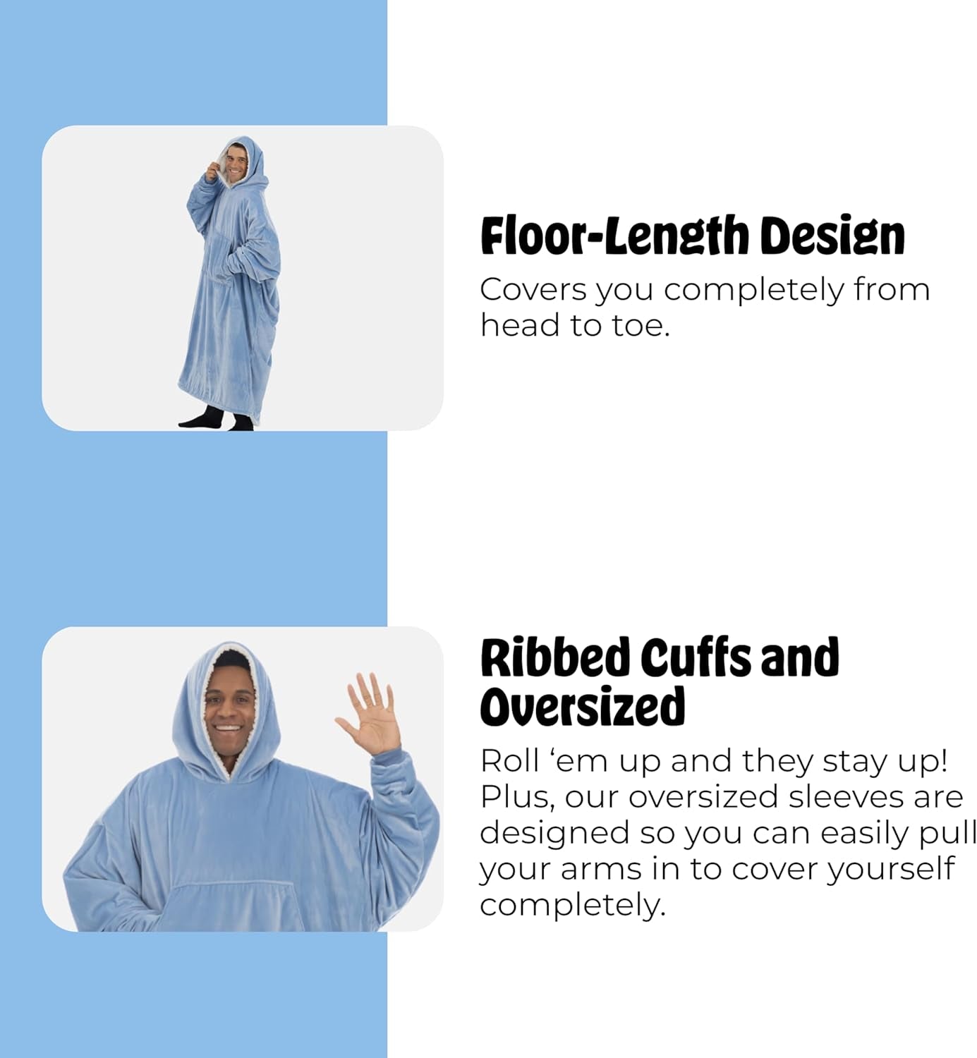 Original | Sherpa Lined Microfiber Fleece Wearable Blanket, Oversized Design with Hood and Pocket from Shark Tank