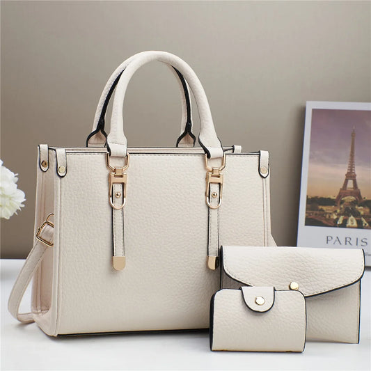 Designer 3 Piece Set Women‘S Handbags 2024 New High Quality Top Layer Leather Shoulder Bag for Women Shopping Tote Bags