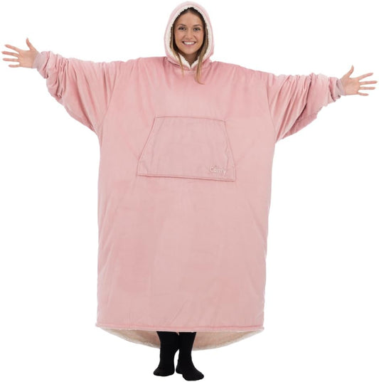Original | Sherpa Lined Microfiber Fleece Wearable Blanket, Oversized Design with Hood and Pocket from Shark Tank