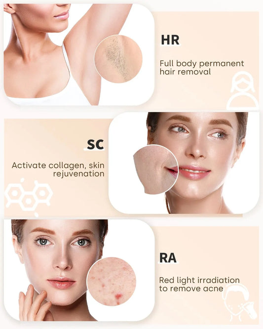 IPL Devices Hair Removal Laser 999900 Light Pulses HR/ SC /RA 9 Levels Whole Body Painless Hair Removal Home Use for Men Women