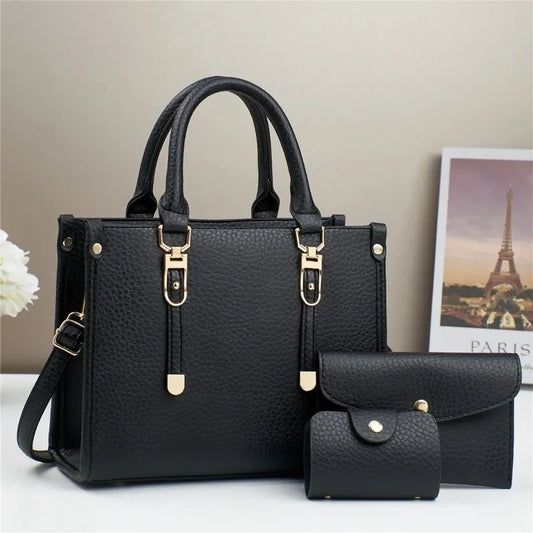 Designer 3 Piece Set Women‘S Handbags 2024 New High Quality Top Layer Leather Shoulder Bag for Women Shopping Tote Bags